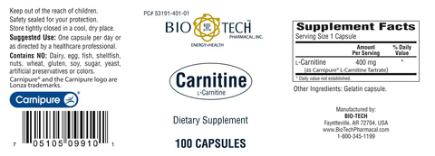 L-Carnitine Tartarate 100-400mg Capsules - Image 2